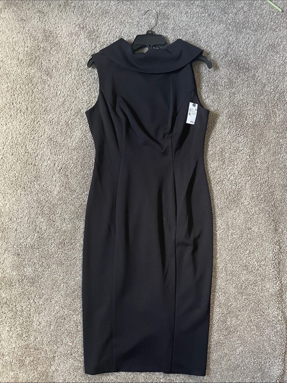 Sleeveless Black Sheath Dress with Cowl Neck